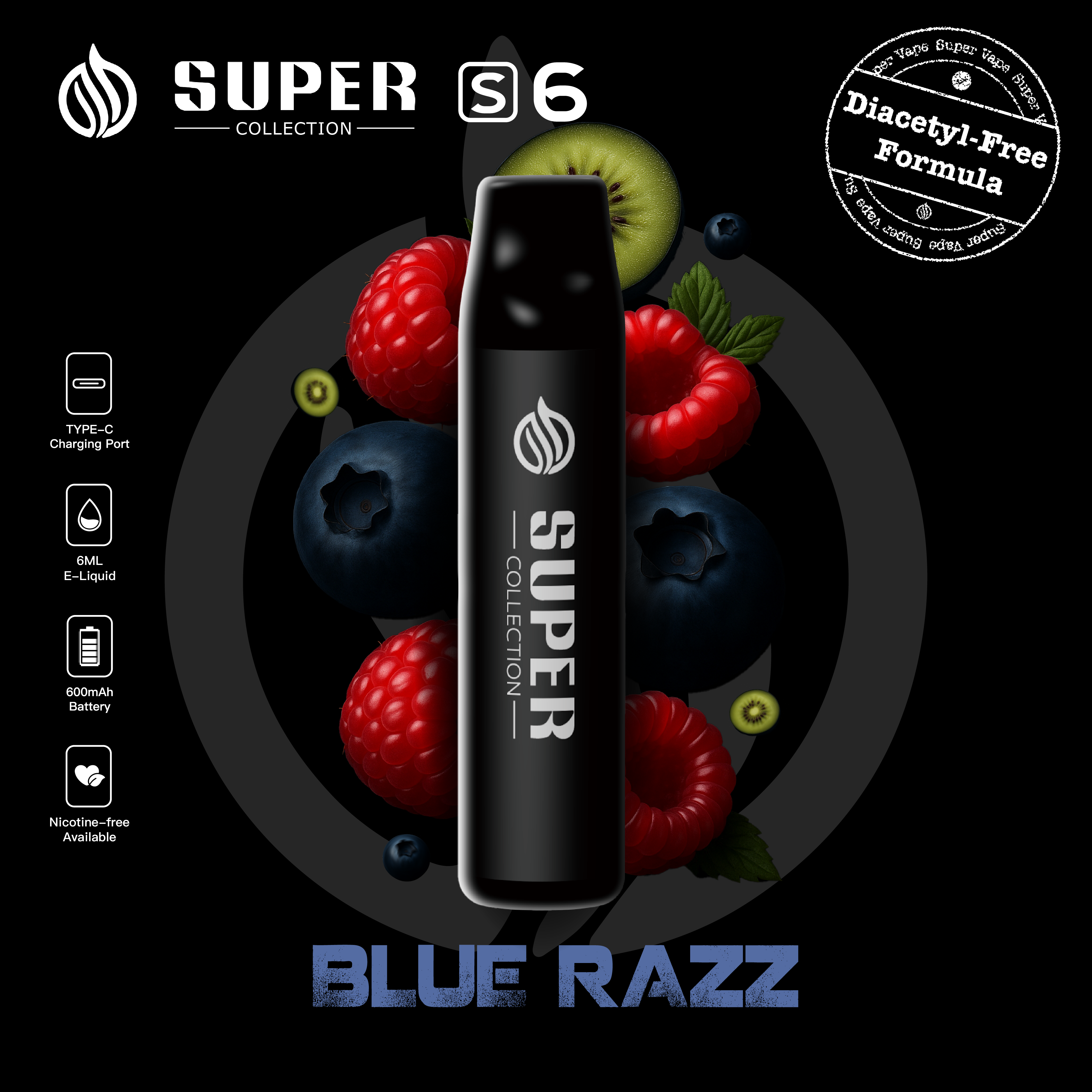 Super Collection S6 Disposable | Nicotine Free Available