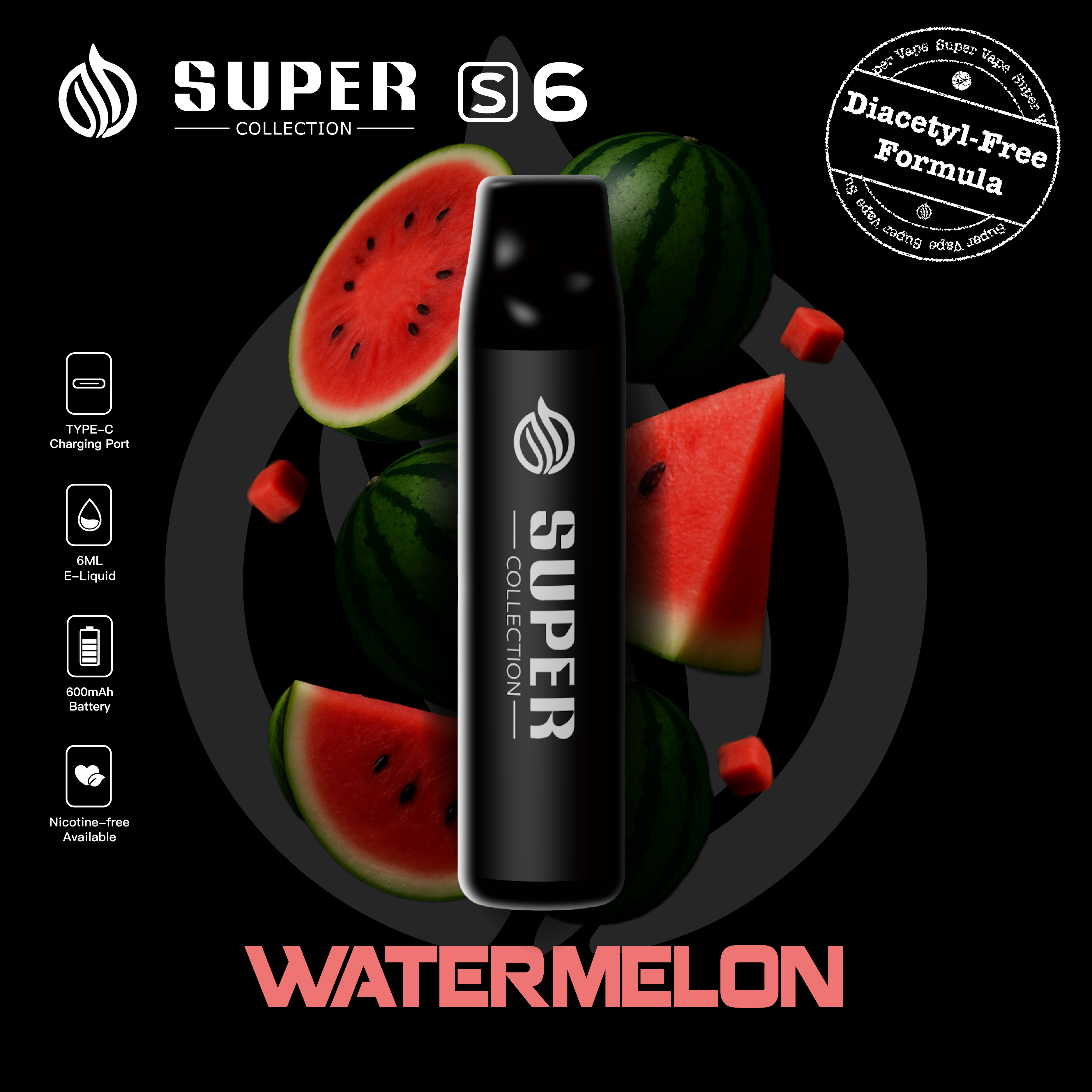 Super Collection S6 Disposable | Nicotine Free Available