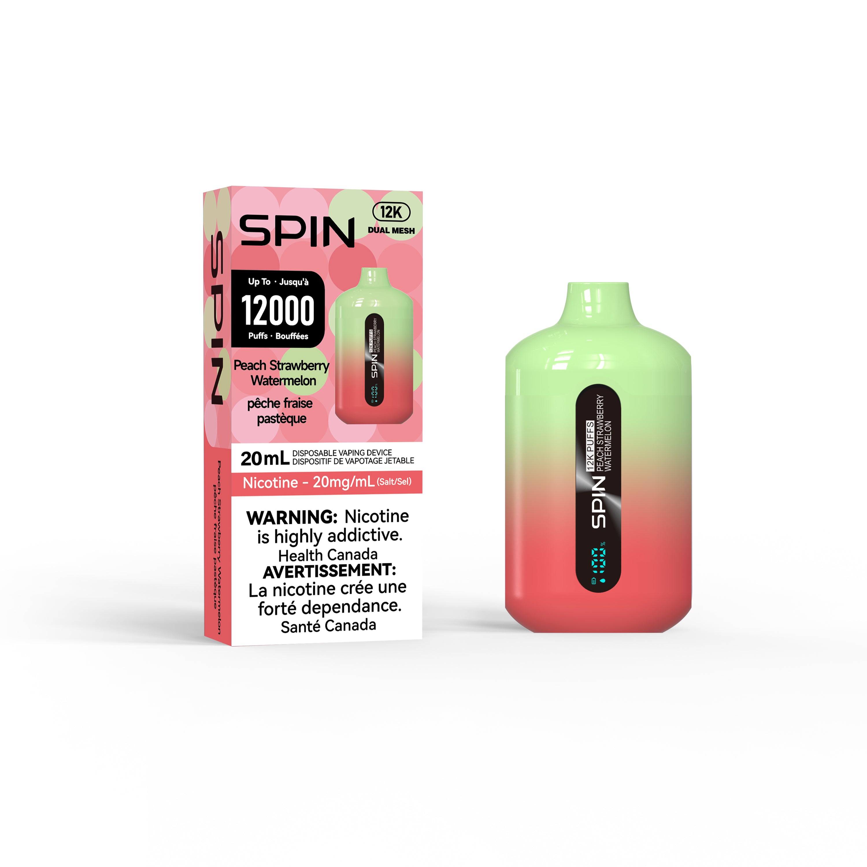Spin 12K - Up to 12000 Puffs - Peach Strawberry Watermelon