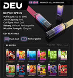 DEU CR5000 Disposable Vape-5000Puffs(Online only)
