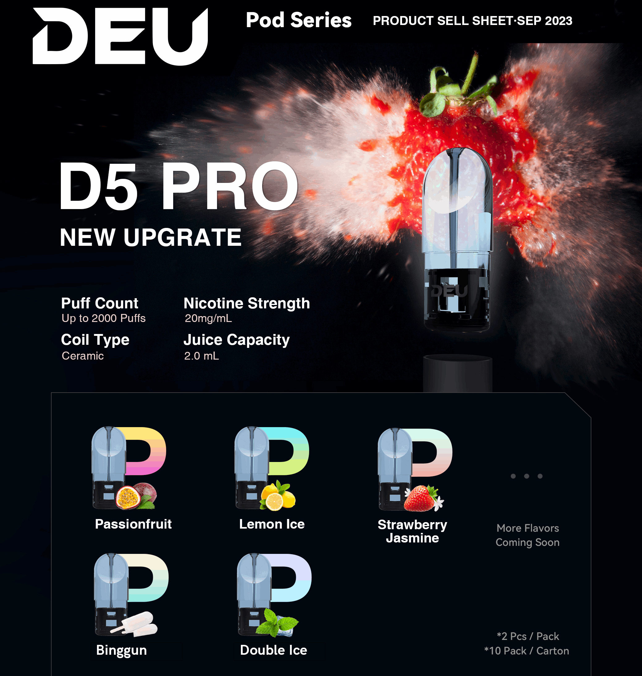DEU D5 Pro Vape Pods - Adjustable Airflow