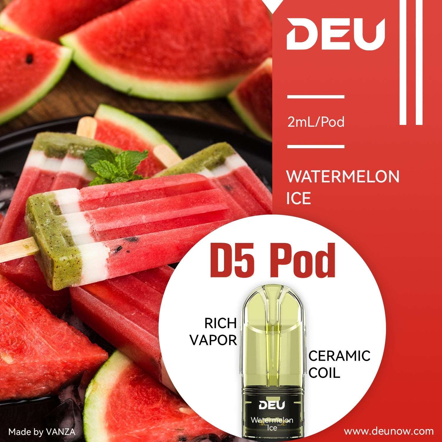  DEU D5 Vape Pods - Watermelon Ice